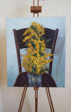 Original art for sale at UGallery.com | Mimosa by Galya Popova | $1,900 | oil painting | 23.6' h x 19.6' w | thumbnail 3