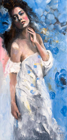 Original art for sale at UGallery.com | Blue Mirage by Gary Leonard | $1,900 | oil painting | 36' h x 18' w