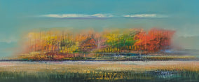 Original art for sale at UGallery.com | Autumn Color’s in Misty Land by George Peebles | $5,400 | oil painting | 30' h x 72' w