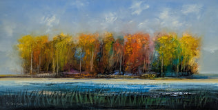 Original art for sale at UGallery.com | Tranquil Day by George Peebles | $4,200 | oil painting | 30' h x 60' w | thumbnail 1