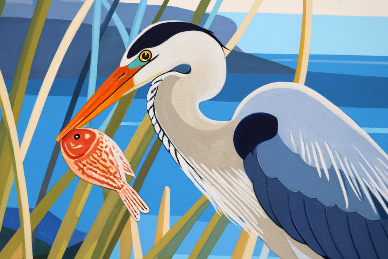 Bird. Catching by Guigen Zha |   Closeup View of Artwork 