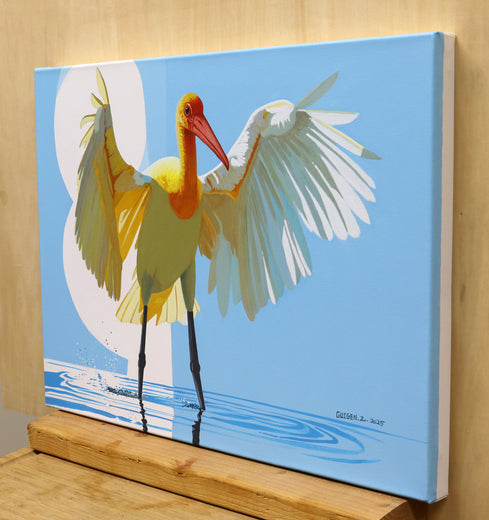 Bird. Lake by Guigen Zha |  Side View of Artwork 