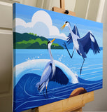 Original art for sale at UGallery.com | Bird. Reunited After Separation by Guigen Zha | $2,000 | acrylic painting | 24' h x 36' w | thumbnail 2