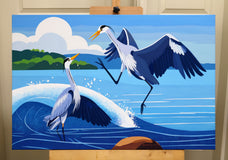 Original art for sale at UGallery.com | Bird. Reunited After Separation by Guigen Zha | $2,000 | acrylic painting | 24' h x 36' w | thumbnail 3