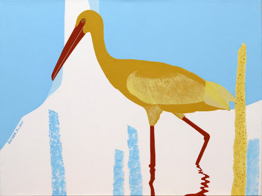 acrylic painting by Guigen Zha titled Bird. River