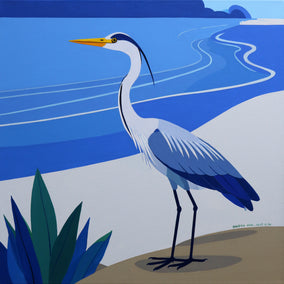 acrylic painting by Guigen Zha titled Bird. Watching