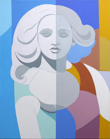 acrylic painting by Guigen Zha titled Déjà Vu. Aphrodite & Monroe