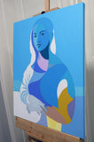 Original art for sale at UGallery.com | Déjà Vu. Blue Lisa by Guigen Zha | $1,575 | acrylic painting | 30' h x 24' w | thumbnail 2