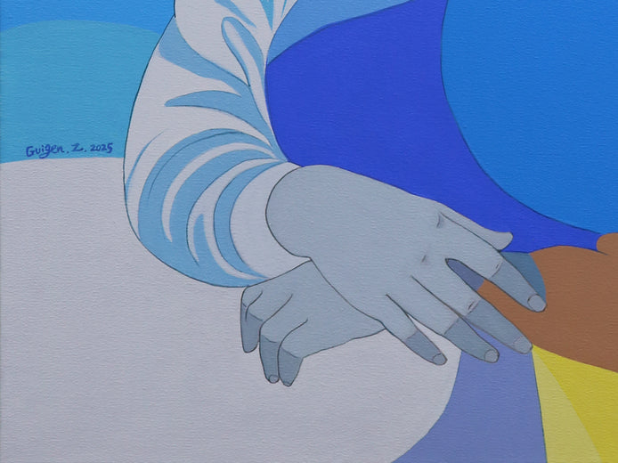 Déjà Vu. Blue Lisa by Guigen Zha |   Closeup View of Artwork 