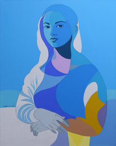 acrylic painting by Guigen Zha titled Déjà Vu. Blue Lisa