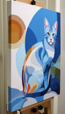 Original art for sale at UGallery.com | Felidae. Blue Catty by Guigen Zha | $900 | acrylic painting | 24' h x 18' w | thumbnail 2