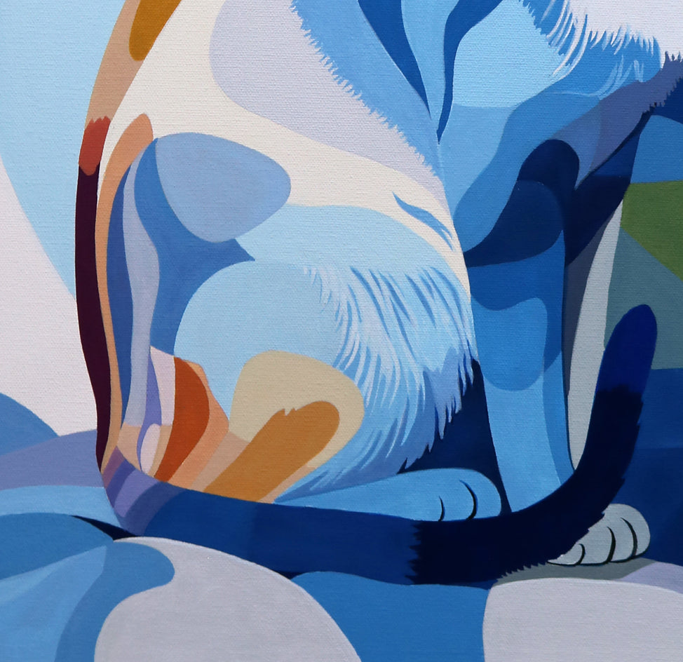 Felidae. Blue Catty by Guigen Zha |  Closeup View of Artwork 