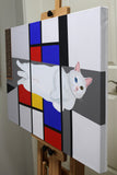 Original art for sale at UGallery.com | Felidae. White Catty by Guigen Zha | $1,950 | acrylic painting | 24' h x 36' w | thumbnail 2