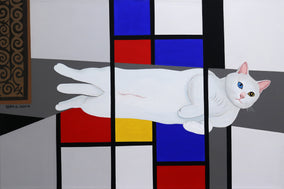 Original art for sale at UGallery.com | Felidae. White Catty by Guigen Zha | $1,950 | acrylic painting | 24' h x 36' w