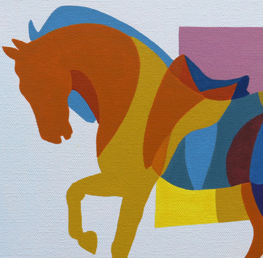 Geometric Horse 2 by Guigen Zha |   Closeup View of Artwork 