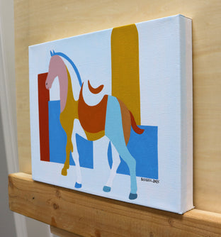Geometric Horse 3 by Guigen Zha |  Side View of Artwork 