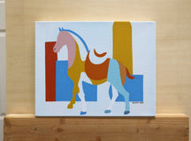 Original art for sale at UGallery.com | Geometric Horse 3 by Guigen Zha | $475 | acrylic painting | 11' h x 14' w | thumbnail 3