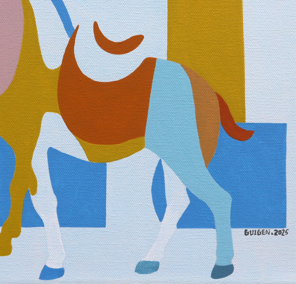 Geometric Horse 3 by Guigen Zha |  Closeup View of Artwork 