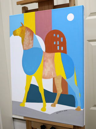 Horse on Street by Guigen Zha |  Side View of Artwork 