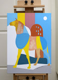 Original art for sale at UGallery.com | Horse on Street by Guigen Zha | $900 | acrylic painting | 24' h x 18' w | thumbnail 3