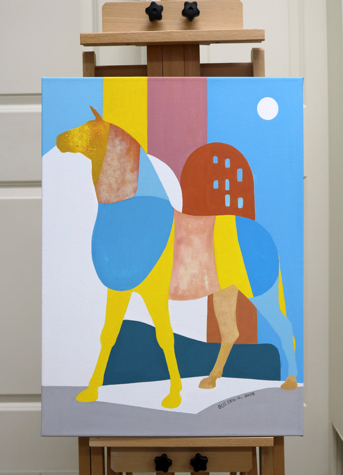 Horse on Street by Guigen Zha |  Context View of Artwork 