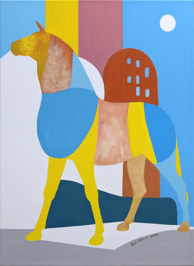 Original art for sale at UGallery.com | Horse on Street by Guigen Zha | $900 | acrylic painting | 24' h x 18' w
