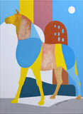 Original art for sale at UGallery.com | Horse on Street by Guigen Zha | $900 | acrylic painting | 24' h x 18' w | thumbnail 1