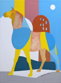 acrylic painting by Guigen Zha titled Horse on Street