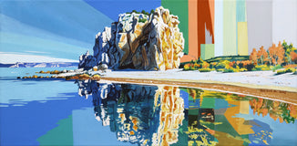 Original art for sale at UGallery.com | Island. Boulders Beach by Guigen Zha | $1,100 | acrylic painting | 12' h x 24' w | thumbnail 1
