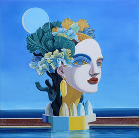 acrylic painting by Guigen Zha titled Island. Women's Sculpture Head