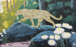 Original art for sale at UGallery.com | Felidae. Forest Dance by Guigen Zha | $2,800 | oil painting | 24' h x 48' w | thumbnail 4