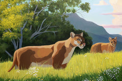 Original art for sale at UGallery.com | Felidae. Mountain Majesty by Guigen Zha | $2,800 | oil painting | 24' h x 48' w | thumbnail 4