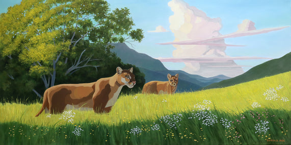 oil painting by Guigen Zha titled Felidae. Mountain Majesty