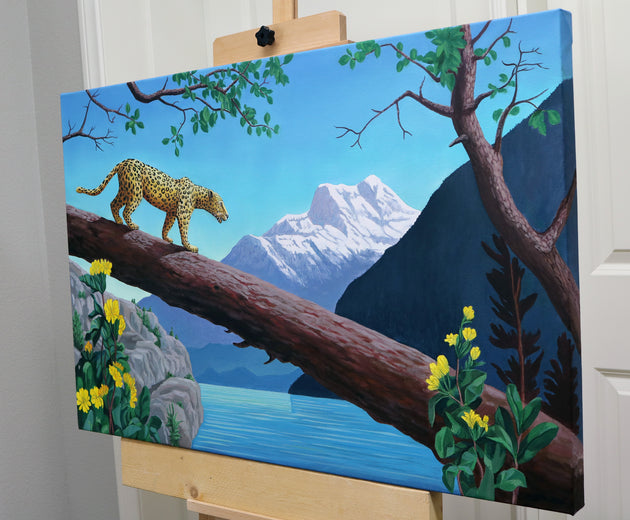 Felidae. Walking Down by Guigen Zha |  Side View of Artwork 