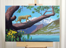 Original art for sale at UGallery.com | Felidae. Walking Up by Guigen Zha | $1,800 | oil painting | 24' h x 36' w | thumbnail 3