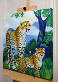 Original art for sale at UGallery.com | Felidae. Watchful Tranquility by Guigen Zha | $1,350 | oil painting | 24' h x 24' w | thumbnail 2