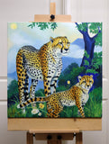 Original art for sale at UGallery.com | Felidae. Watchful Tranquility by Guigen Zha | $1,350 | oil painting | 24' h x 24' w | thumbnail 3