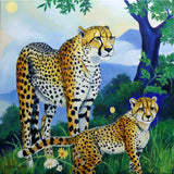 Original art for sale at UGallery.com | Felidae. Watchful Tranquility by Guigen Zha | $1,350 | oil painting | 24' h x 24' w | thumbnail 1