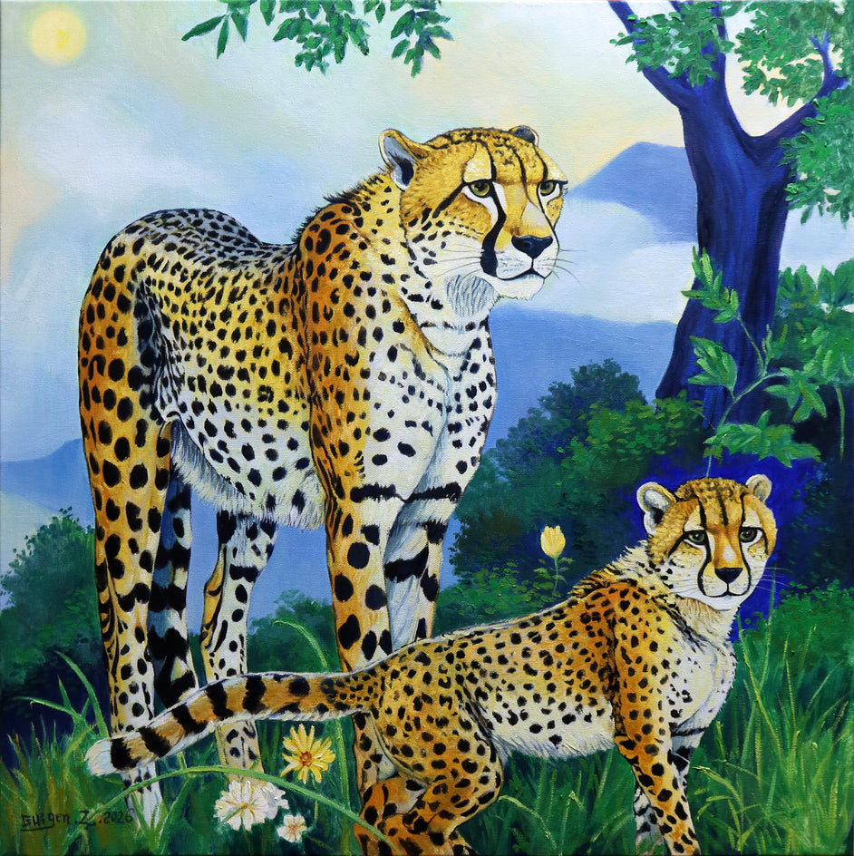 Felidae. Watchful Tranquility by Guigen Zha |  Artwork Main Image 