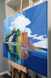 Original art for sale at UGallery.com | Island. Cool Lights by Guigen Zha | $3,500 | oil painting | 36' h x 48' w | thumbnail 2