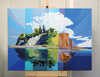 Original art for sale at UGallery.com | Island. Cool Lights by Guigen Zha | $3,500 | oil painting | 36' h x 48' w | thumbnail 3