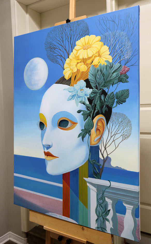 Island. Full Moon by Guigen Zha |  Side View of Artwork 