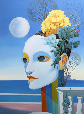 Original art for sale at UGallery.com | Island. Full Moon by Guigen Zha | $6,800 | oil painting | 48' h x 36' w