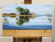 Original art for sale at UGallery.com | Island. Memories of Jiangnan by Guigen Zha | $800 | oil painting | 12' h x 24' w | thumbnail 3