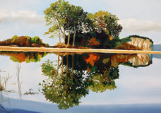 Original art for sale at UGallery.com | Island. Memories of Jiangnan by Guigen Zha | $800 | oil painting | 12' h x 24' w | thumbnail 4