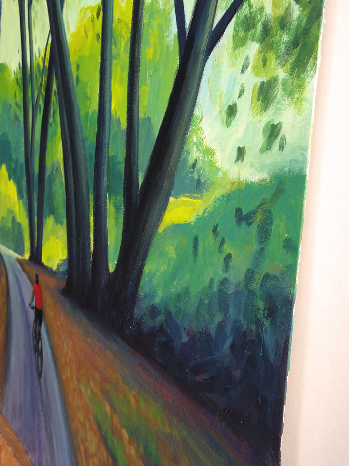 Landscape with Cyclist by Guillermo Martí Ceballos |  Side View of Artwork 