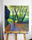 Original art for sale at UGallery.com | Landscape with Cyclist by Guillermo Martí Ceballos | $1,150 | acrylic painting | 27.5' h x 25.1' w | thumbnail 3