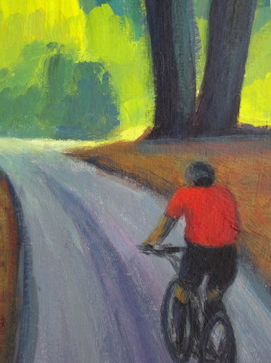 Landscape with Cyclist by Guillermo Martí Ceballos |   Closeup View of Artwork 