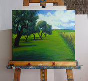 Original art for sale at UGallery.com | Olive Trees in Fontclara by Guillermo Martí Ceballos | $825 | acrylic painting | 21.6' h x 18.1' w | thumbnail 3