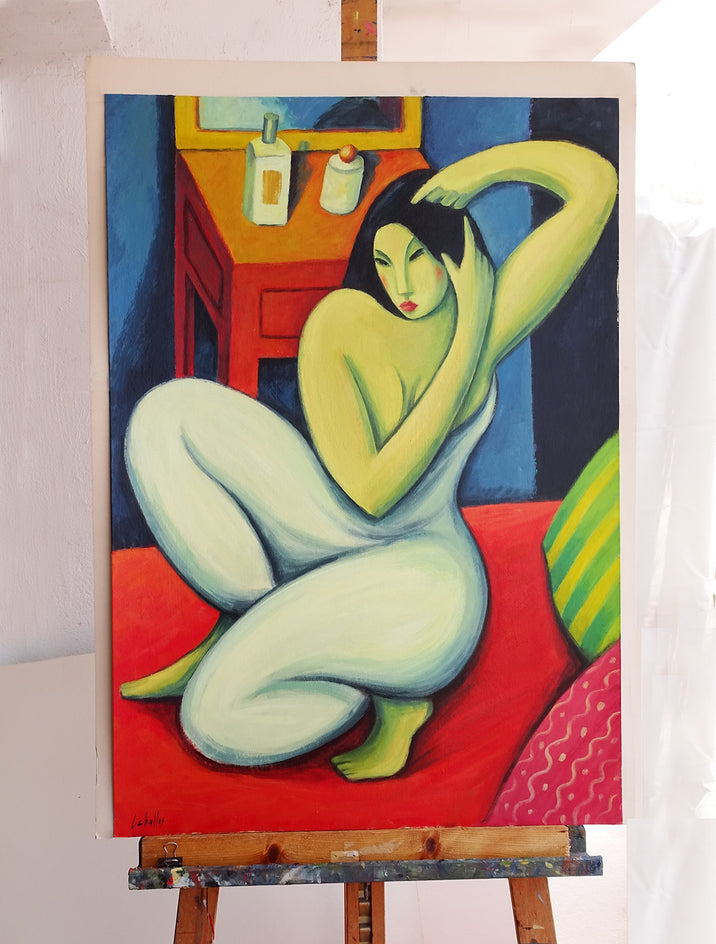 Woman Combing Her Hair by Guillermo Martí Ceballos |  Context View of Artwork 
